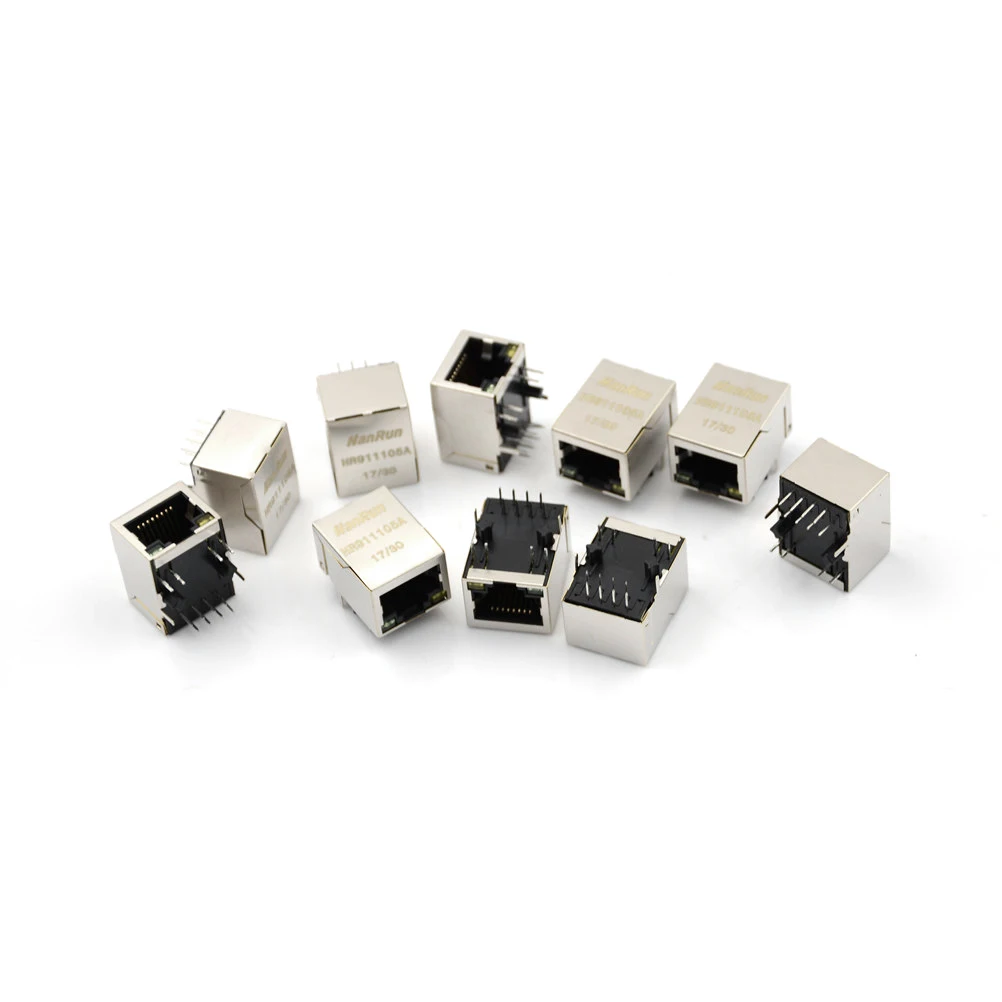 

10pcs/lot HR911105A RJ45 New Network Transformer HY911105A RJ45 With Light Filters Connector Shielded With LED Lamp 911105A