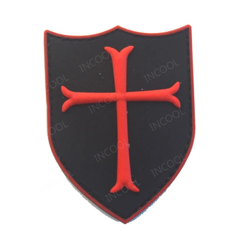 Knights Templar Cross Shield Embroidered Hook Backing Tactical Morale Patch 