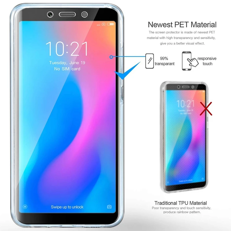 Прозрачный мягкий чехол из ТПУ с полной защитой на 360 градусов для Xiaomi Mi A3 A1 A2 Redmi