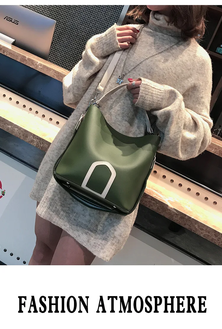 2019 Новый PU Crossbody сумки для Для женщин плечо сумка-мешок для девушек простой кисточкой ведро большой Ёмкость сумочки