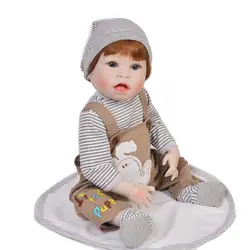Полная силиконовая кукла Reborn Baby boy 22 дюймов Красивая пухленькая кукла подарок для девочки bebe кукла игрушка праздник сюрприз