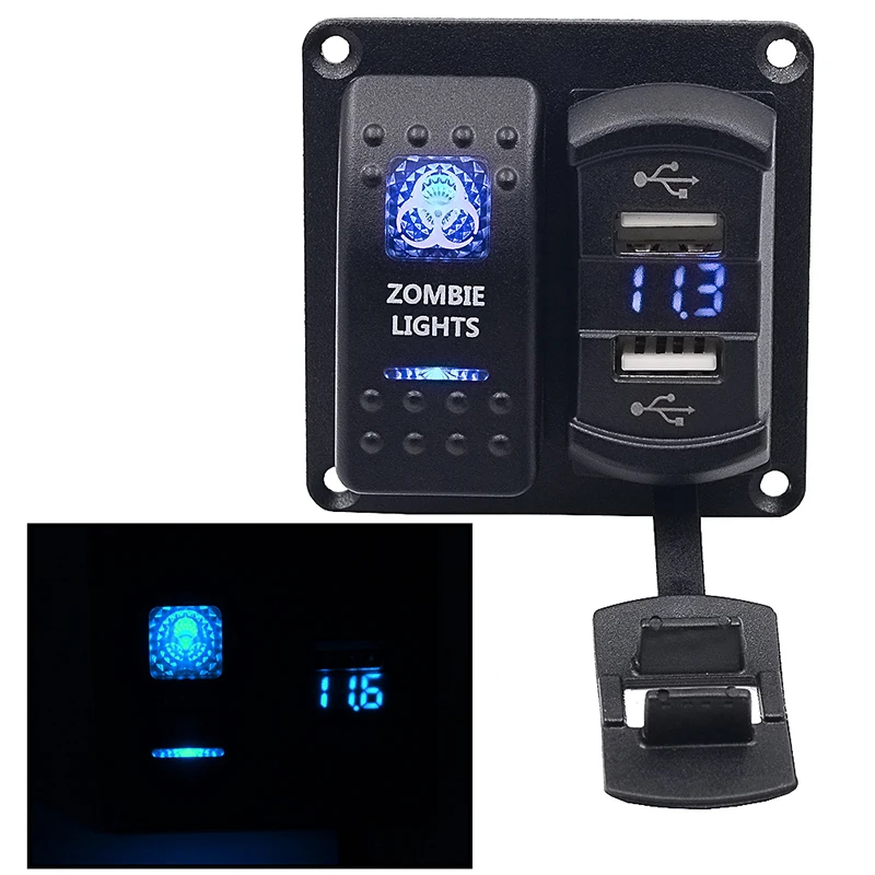 

New Arrival Car-styling Car Auto Boat Marine Aluminum Switch Board USB Voltmeter Combination Panel Tools Dropshipping