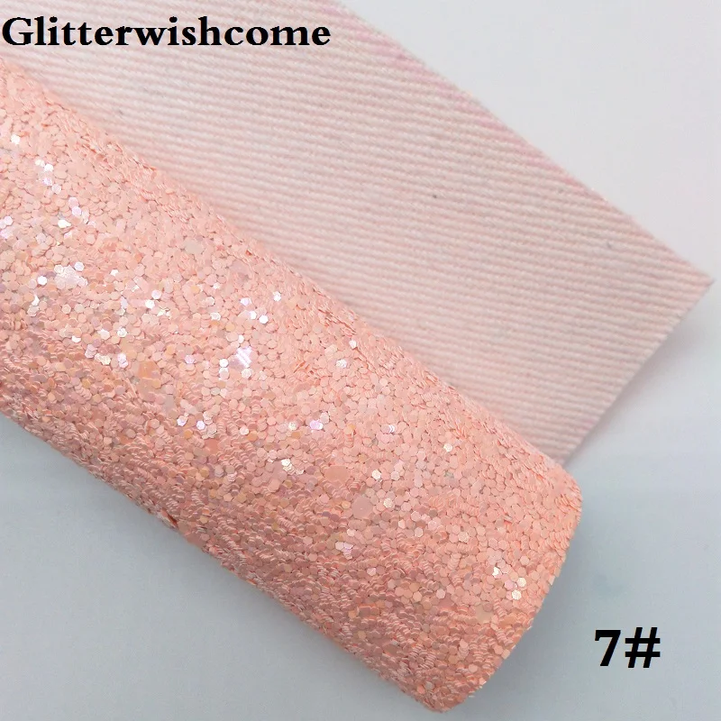 Glitterwishcome 30X134 см мини-рулон синтетическая кожа, массивная блестящая кожа ткань винил для луков, GM070 - Цвет: 7