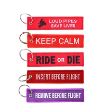 Модная вставка перед полетом металлическая цепочка для ключей ювелирный брелок для мотоциклы машины OEM брелки для ключей Красная Вышивка брелки