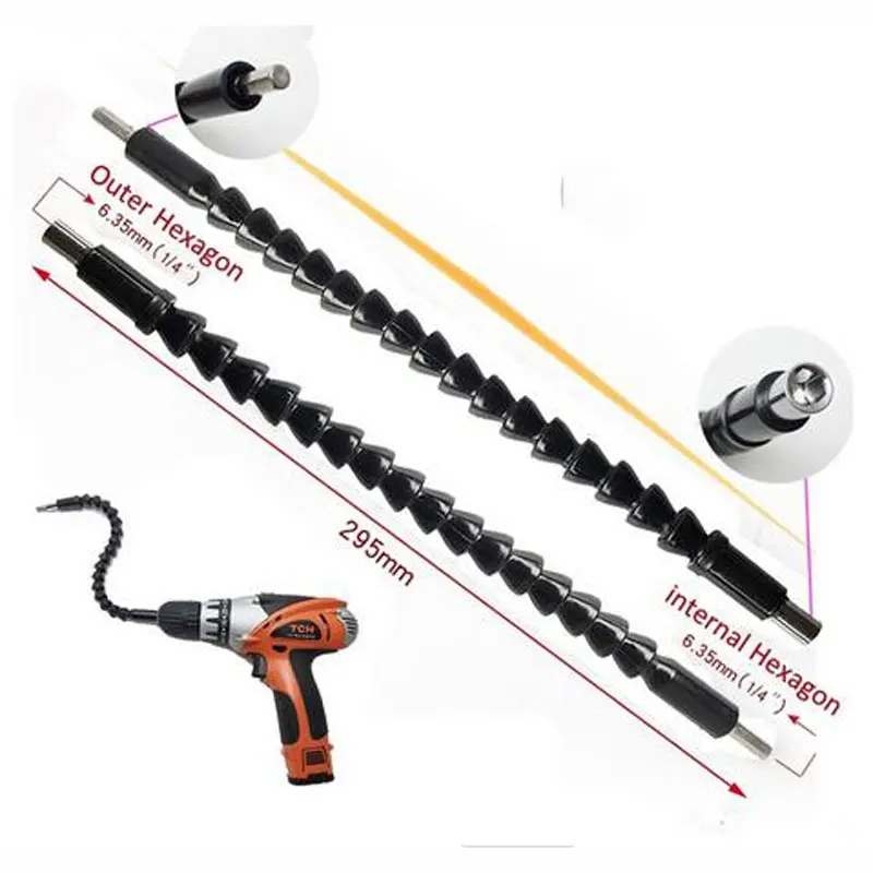 

1 pcs 1/4 '' Flexible Shaft Hex Shank 290mm Extension Screwdriver Chuck Close Link For Electronic Drilling Tools