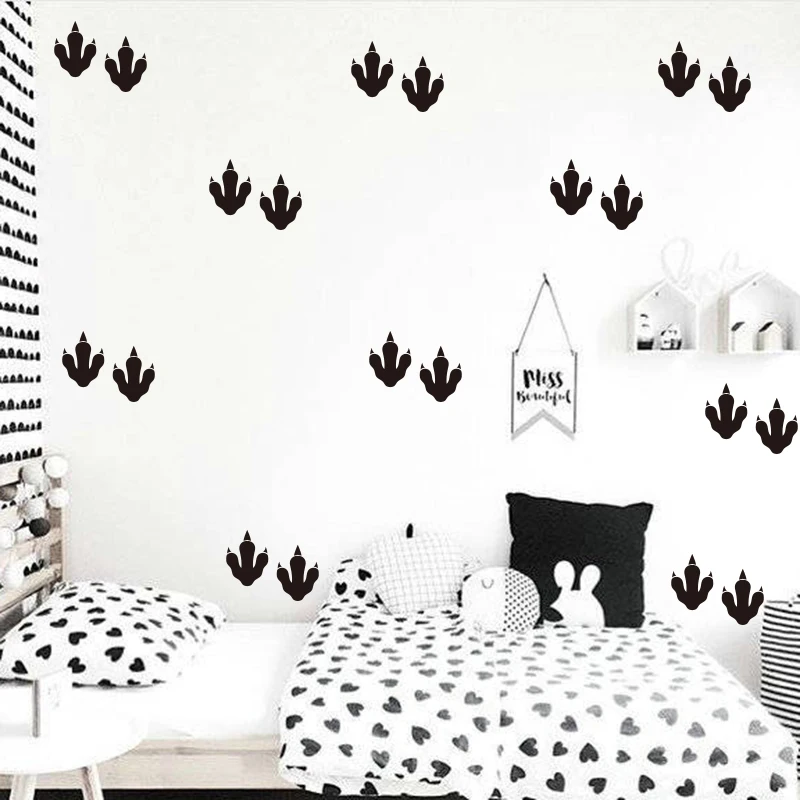 

Cartoon Dinosaur Feet Wall Sticker Children Room Cut Dinsour Footprint Wall Decal Baby Nursery Animal Home Decor