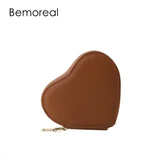 Bemoreal кожаный бумажник с застежкой молнией для ключей для женщин, свежий стиль, в форме сердца, высокая емкость, модный кожаный чехол для ключей для девочек