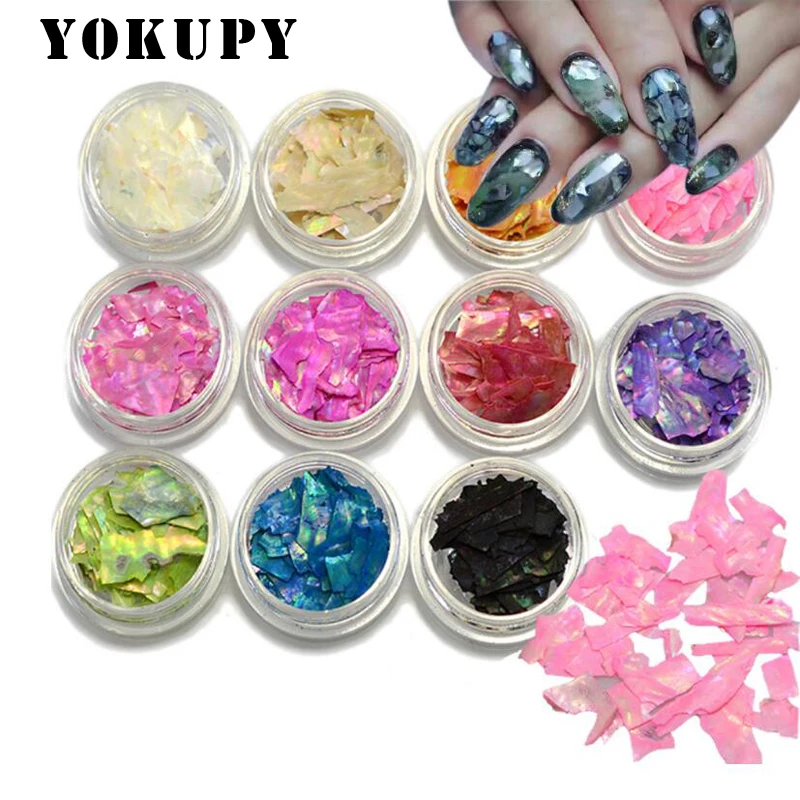 

12 Colors/set 3d Nail Art Glitter Decoration Tools Mix Color Nail Sea Shell Slices Crushed Flake Thin Sequins Manicure