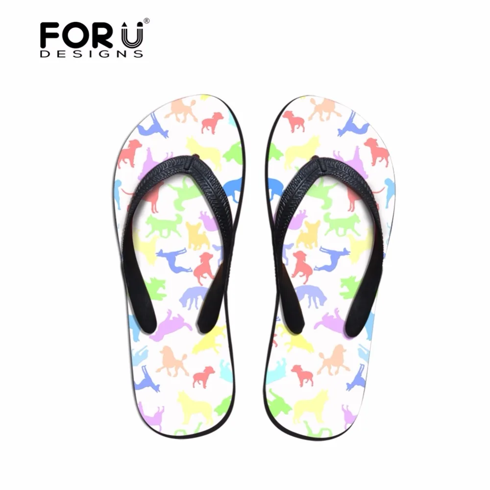 

FORUDESIGNS Fashion Women Flip Flops Cute 3D Animal Dog Print Slip-on Women's House Slippers Beach Summer Girls Flip Flops Woman