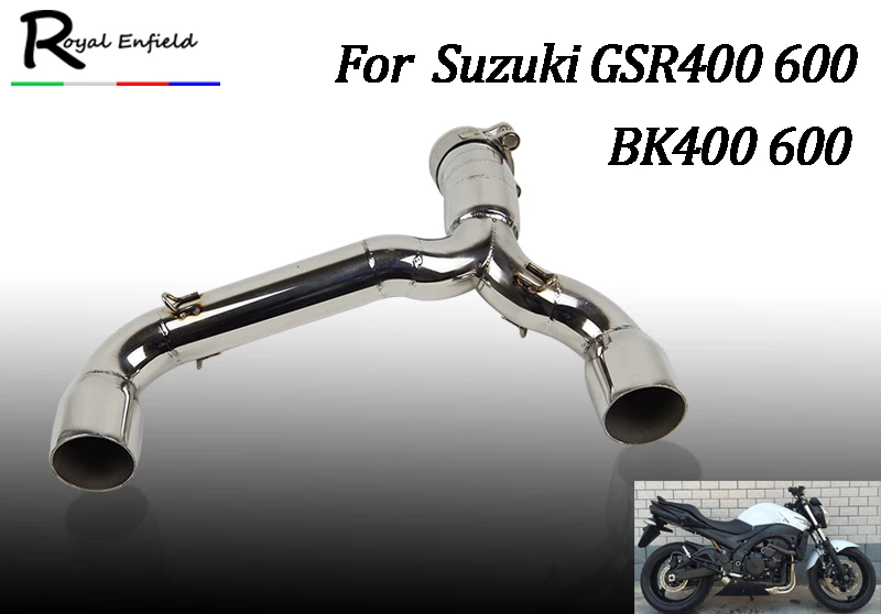 Новая GSR 400 Высококачественная мотоциклетная труба глушителя из нержавеющей стали со средним звеном для Suzuki GSR400 600 BK400 600