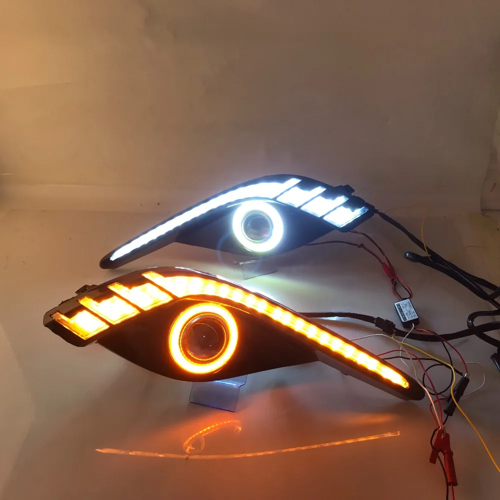RQXR противотуманная фара вождение свет в сборе для Mazda 6 atenza cob angel eye светодиодные дневные ходовые огни сигнал поворота синий ночной режим
