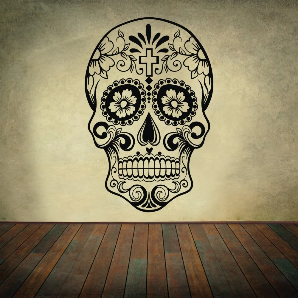 Мексиканский сахарный череп офисная наклейка s dia de los muertos виниловая наклейка на стену наклейка adesivo de parede домашний декор Настенная Наклейка