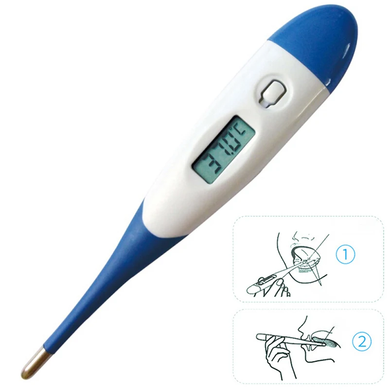 

Digital Oral Soft Head Thermometer Underarm Mouth Body Temperature Household Digital Thermometer LCD Display Reuseable Precise