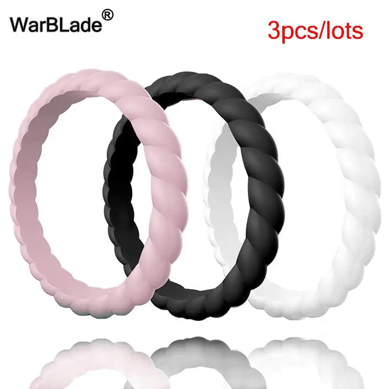 21 цвет тонкий плетеный силиконовый кольцо для женские обручальные кольца резинки Гипоаллергенное для кроссфита гибкое Силиконовое кольцо для пальцев - Цвет основного камня: 3pcs