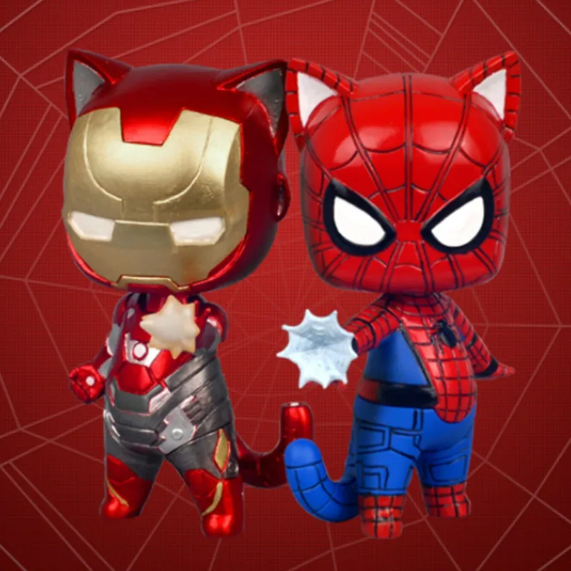 

8cm Estartek Marvel Super Cute Spiderman Ironman Hulk Loki Collection Garage Kit Statue for Fans Holiday Gift