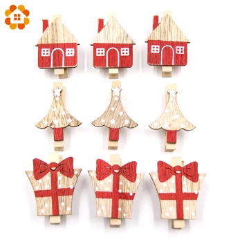 

20PCS Clips White&Red Wooden Clips Photo Clips Christmas Clip DIY Wood Crafts For Home Wedding Birthday Christmas Party Supplies
