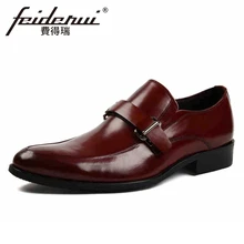 Стильный Пояса из натуральной кожи Для мужчин Высота Увеличение Лоферы для женщин круглый носок без шнуровки удобные ручной работы мужская повседневная обувь ymx385