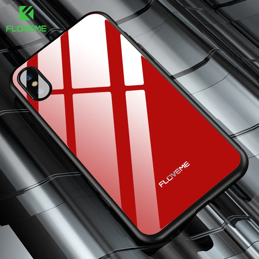 FLOVEME Tempered Glass Case For iPhone X 10 Cover Luxury