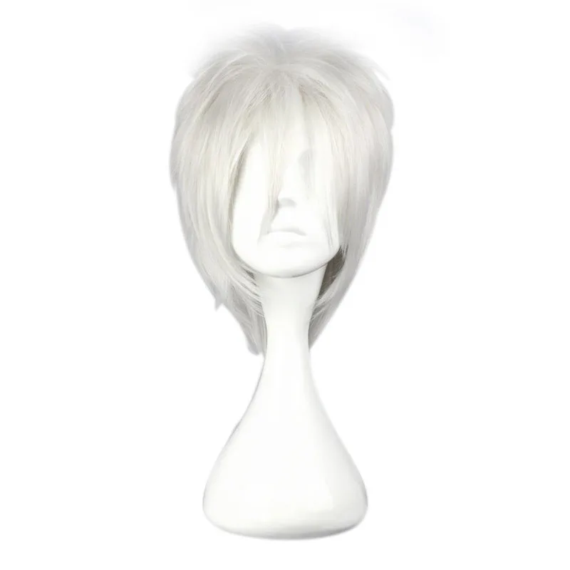 

MCOSER 30cm Short silvery grey Synthetic Hair Cosplay Full Wig 100% High Temperature Fiber 002A