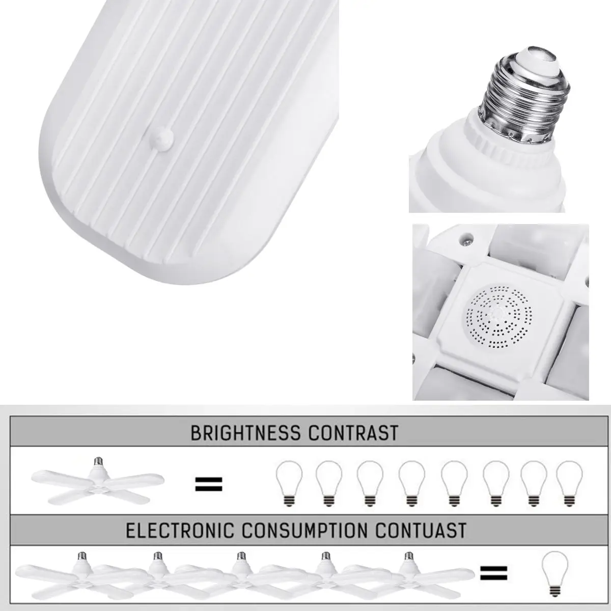 Smuxi SMD2835 26/30/36/45/60W E27 304 светодиодов супер яркий Складной вентилятор угол лезвия Регулируемая потолочная лампа энергосберегающие лампы