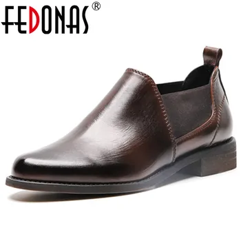 

FEDONAS 2019 Spring Autumn New Vintage Round Toe Low Heels Women Pumps Shallow Slip on Neutral Basic Shoes Woman Office Shoes