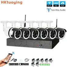 6CH с подкладкой аудио-разговора HD Беспроводной NVR Kit P2P 1080P внутренний наружный IR Ночное Видение безопасности 2.0MP IP Камера WI-FI CCTV Системы