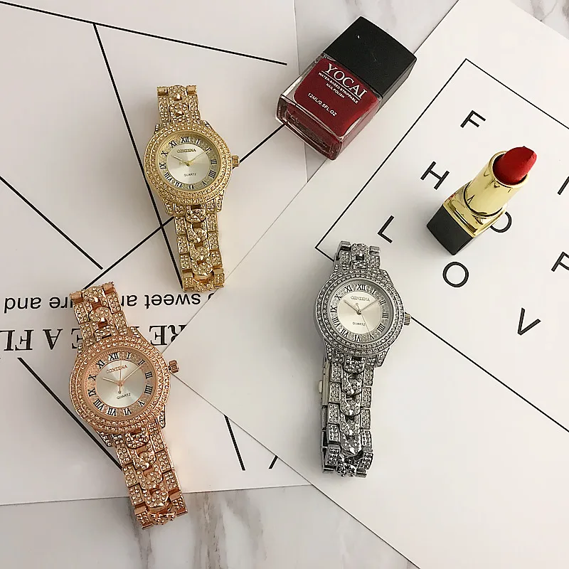 CONTENA брендовые полностью бриллиантовые часы, блестящие стразы, женские часы, роскошные полностью стальные женские часы, женские часы saat