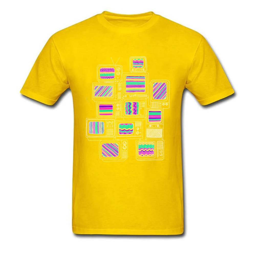 Cool Short Sleeve Tops & Tees Summer Fall O-Neck Pure Cotton Men T Shirt Interference Cool Tee-Shirts Family Top Quality Interference yellow