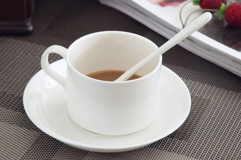 Free shipping! Bone china plain white cup and saucer, porcelain tea cup