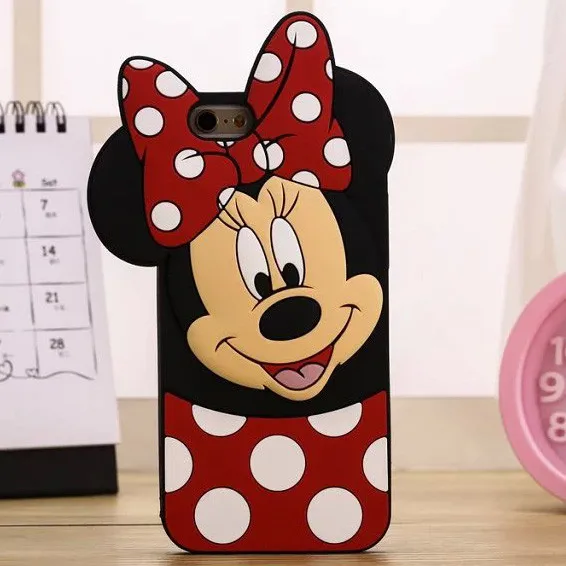 3D lindo de dibujos animados Minnie Batman de silicona suave cubierta trasera para iPhone 5 5S 5C SE 6 6 s X XR xs Max 7 8 Plus teléfono Fundas Coque