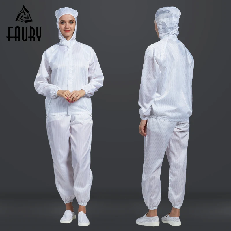 

Unisex Workshop Split Clean Clothes Dust-proof Anti-static Tops Pants Overalls Hooded Work Uniforms for Industrial Food Factory
