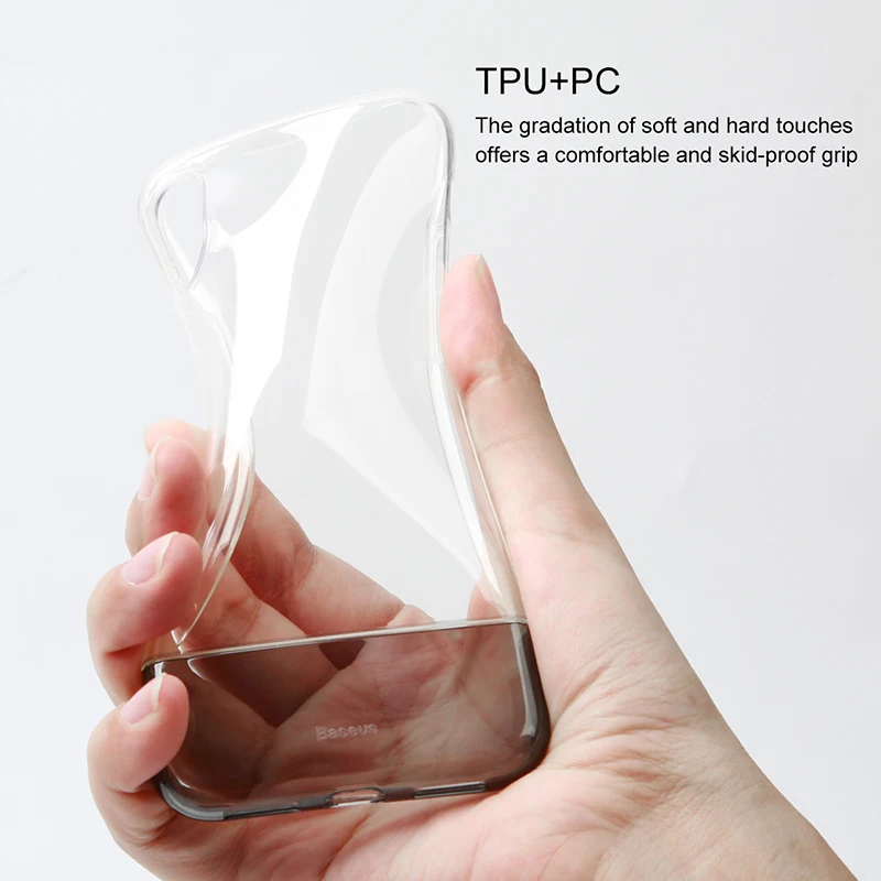 Baseus mitad estuche transparente para iPhone Xs Max Coque de silicona suave duro PC híbrido cubierta protectora para iPhone Xs Xr xsmax Fundas