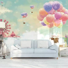 Beibehang пользовательские 3d обои Романтический колесо обозрения белые облака облако воздушный шар Детская комната задний план обои