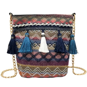 

Vintage Women Weaving Tassel Shoulder Bag Messenger Bag Crossbody Bags Girls Cute Handle Straw Bags