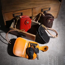 Кошелек-органайзер для ключей YIFANGZHE, Премиум чехол для ключей из воловьей кожи с 6 бронзовыми металлическими кольцами премиум-класса и 1 слотом для карт