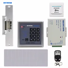 DIYSECUR 13,56 МГц IC кардридер клавиатура система контроля доступа комплект безопасности+ Электрический Чеканный замок на дверь+ пульт дистанционного управления MG236B
