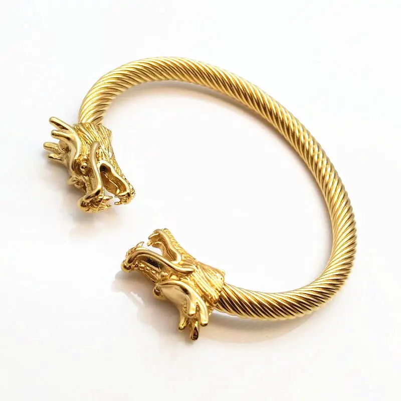 Aokarry Jewelry Men Stainless Steel Bracelet Bangle Bracelet Dragons Head Silver Length-24CM