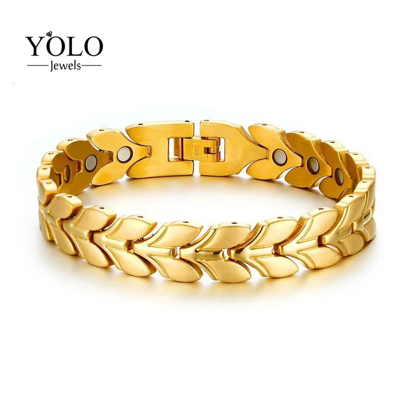

Men's Stainless Steel Magnetic Fashion Bracelet Never-oxidize Hypo-allergenic Release Negative Ions Bracelet Gift for Boyfriend