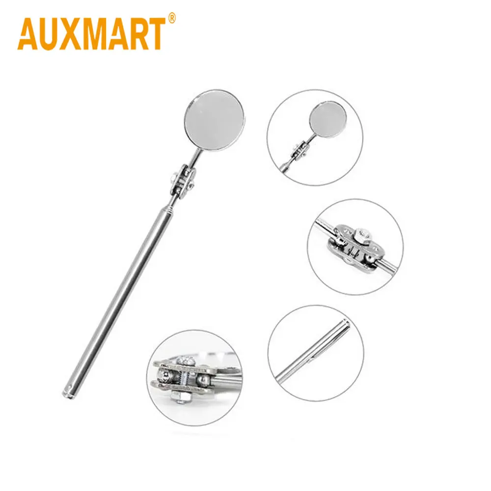 

Auxmart Automotive Telescopic Detection Inspection Hand Tool Convex mirror Extending Car Angle View Swivel Telescopic Mirror