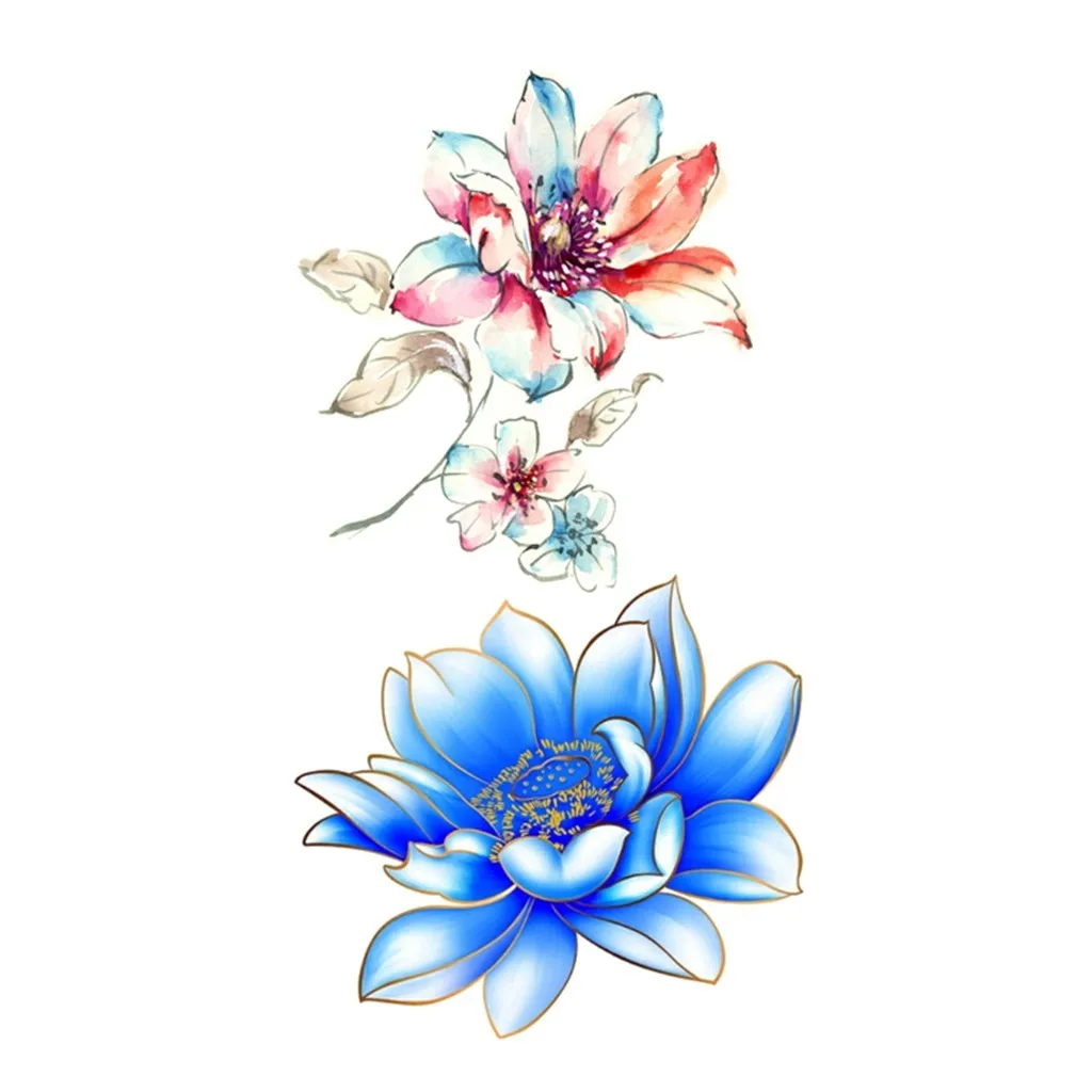 

Flower Temporary Tattoos for Women Hand Tattoo Sticker Fashion Body Art Waterproof Arm Fake Tattoo Paper #2