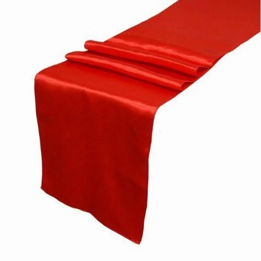 Wholesale New Free shipping 10PCS red Satin Table Runner For Wedding