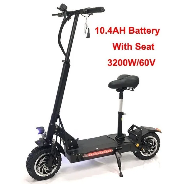 LOVELION складной электрический Лонгборд по бездорожью kick motor скутер для взрослых 11 дюймов 60v 3200w Мощный электрический складной велосипед скутеры ветрового стекла - Цвет: 10.4AH With Seat
