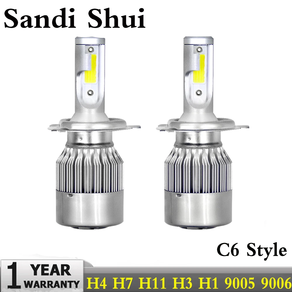 

Auto Bulbs LED H7 H4 H11 H1 9005 9006 HB2 HB3 HB4 LED Car Headlights 2PCS 72W 7600Lm DC12V White 6000k Car Style Source C6 Style