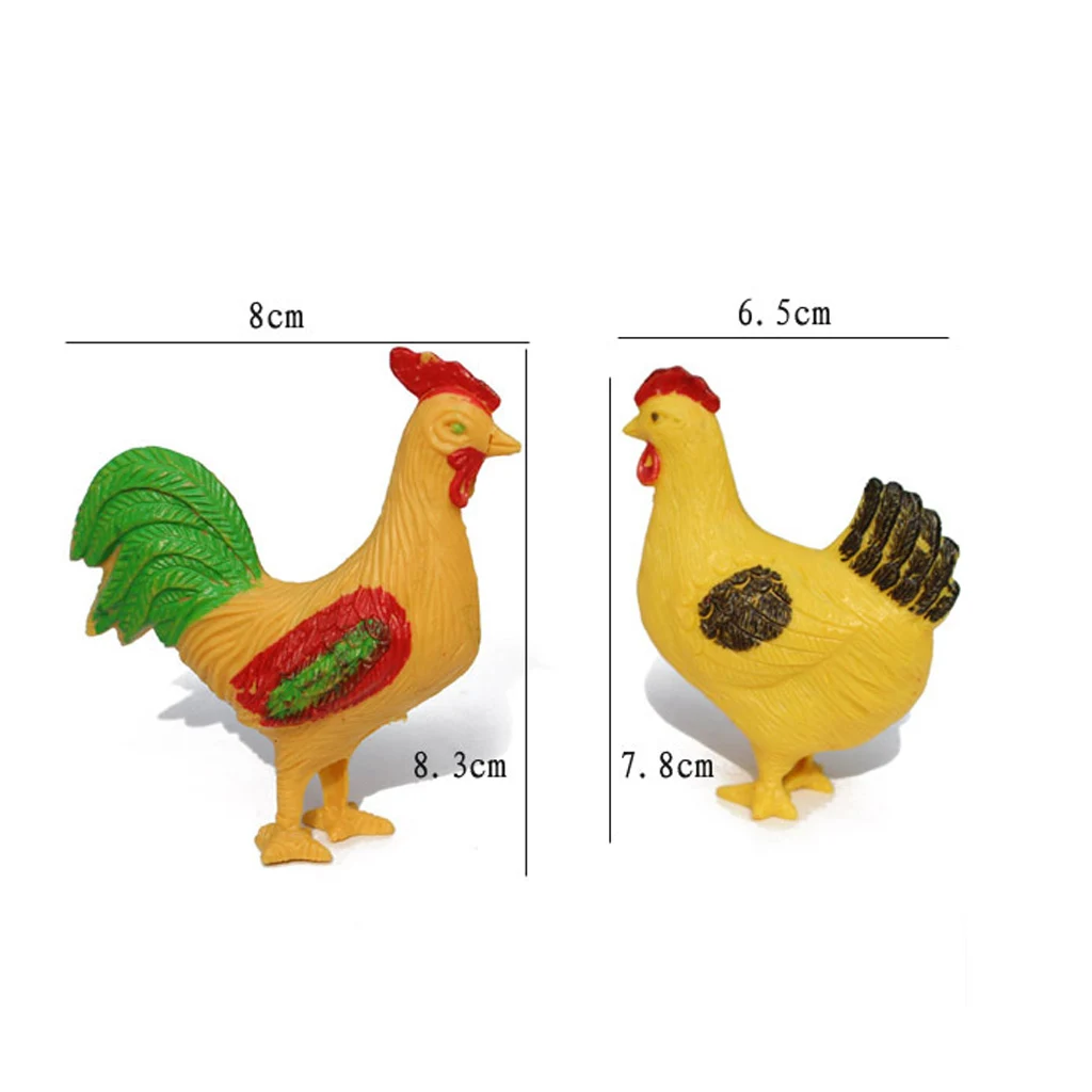 19 Pieces Plastic Farm Animals Toys Hen Cock Duck Goose Model Figure Toys great toy for your kids to recognize various animals