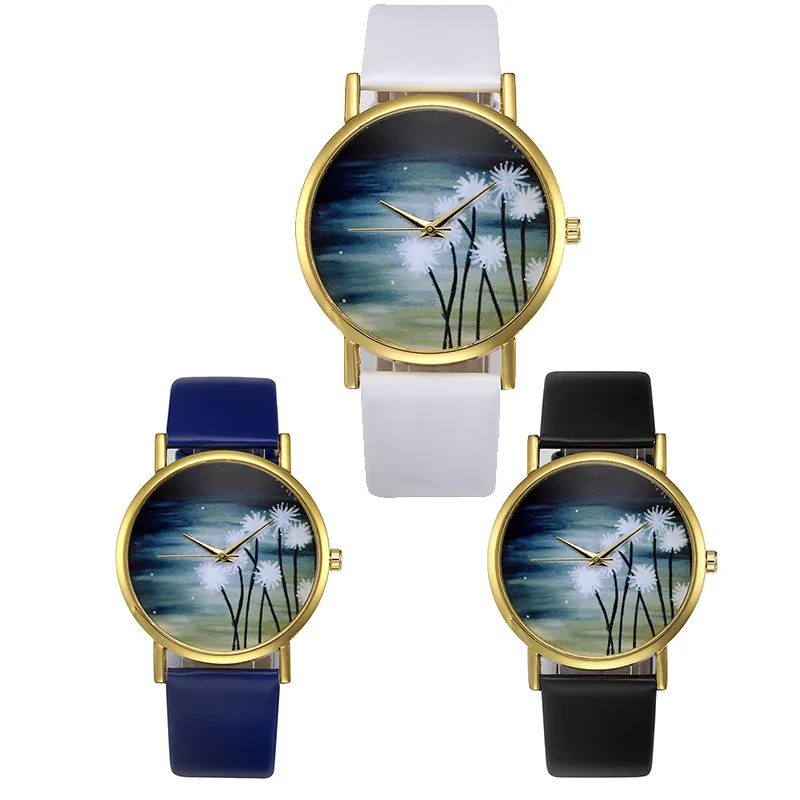 2018 Fashion Creative Womens watches Retro Design Leather Band Analog Alloy Popular Quartz Wrist Watch relogios femininos F70