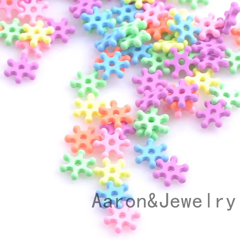 

500Pcs 10mm Mixed Fluorescent Neon Beads Acrylic snowflake spacer beads For Jewelry Handmade YKL0377