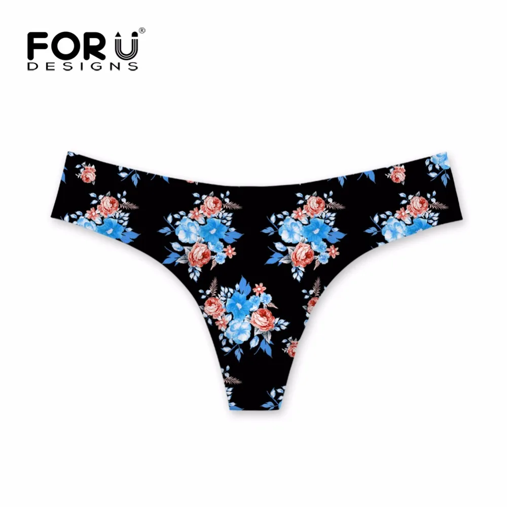 FORUDESIGNS 3D Printing Flower Women Seamless Panties Sexy Floral Pattern G Strings Underpants Spandex Thong Briefs Low Waist|seamless panties|women