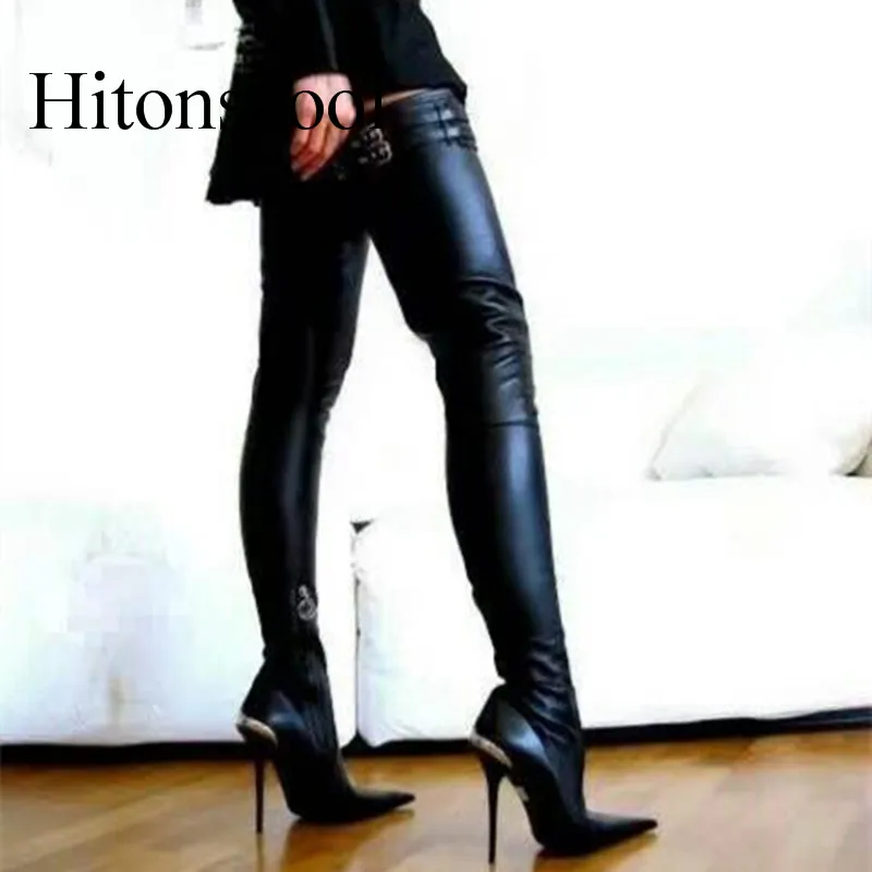 

New 2019 Women Thigh High Cowboy Boots Gothic Shoes Fashion Sexy Pointed Toe High Heels Winter Crotch Over The Knee Boots