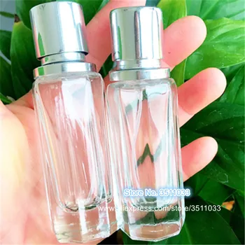 

18ML Clear Glass Spray Perfume Bottle Transparent Portable Travel Refillable Cosmetics Empty Mini Bottle Silver Color Spray Head