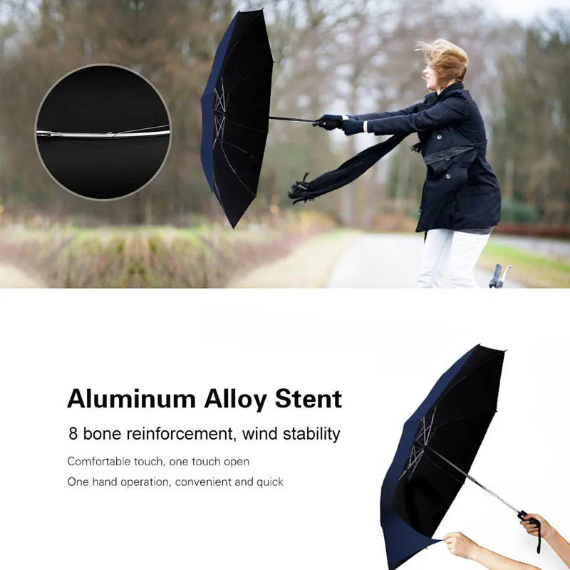Brand High Quality Black Coating Automatic Umbrella Reverse Fashion Color 3 Folding Sunny Inverted Car Umbrella Rain Women Men 